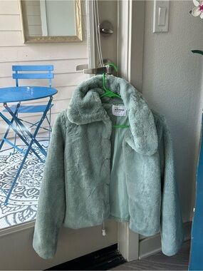 The Weekend Brand Plush Faux Fur Mint Green Jacket